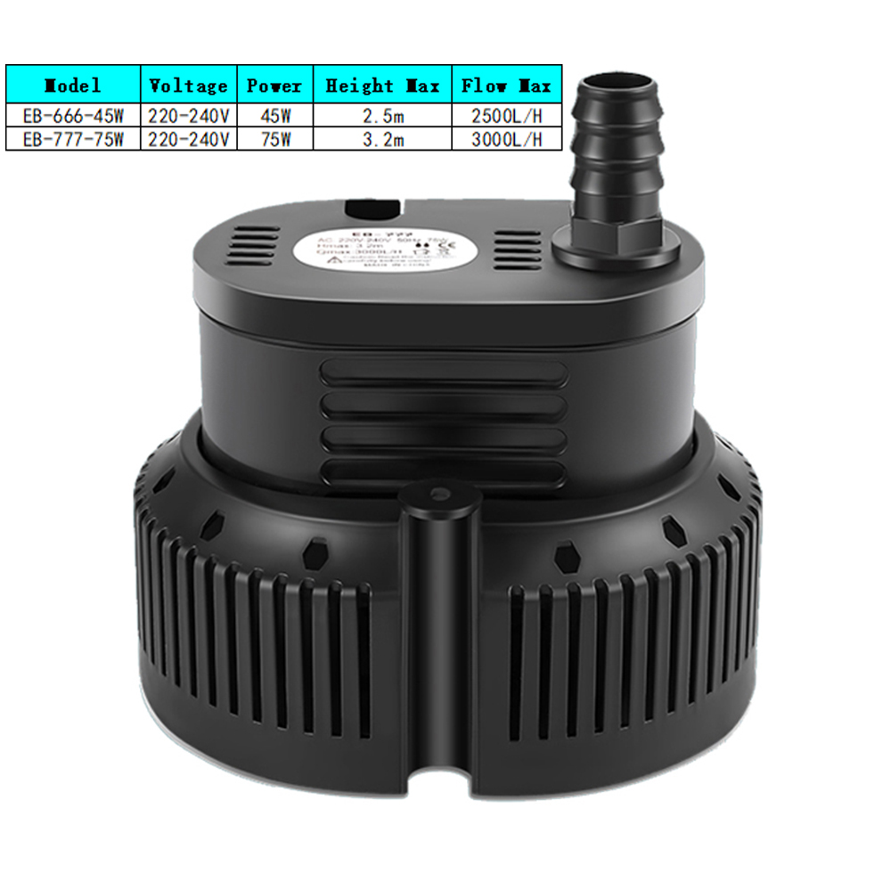 Marine Aquarium Temperature - 45/75 واط 2500-3000L/H غاطسة مضخة مياه