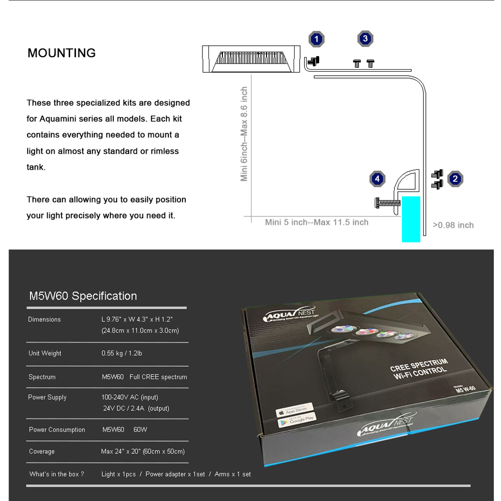 AQUANEST LED حوض السمك ضوء T30 - مراجعة Marine Aquarium Temperature وسعره
